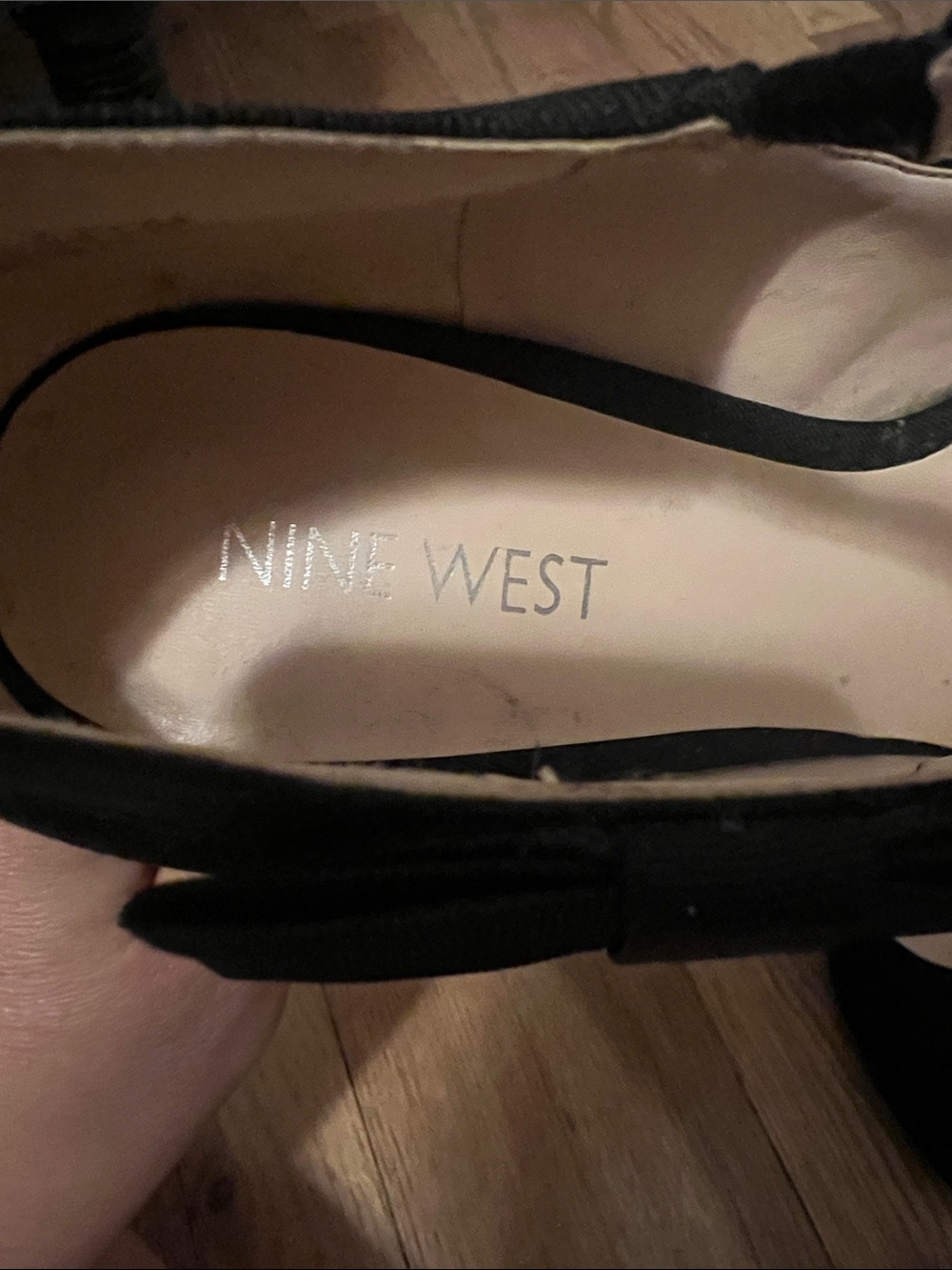 Nine West Black Suede Mary Jane Heels with Ankle Bow Size 7.5 - Picture 4 of 9